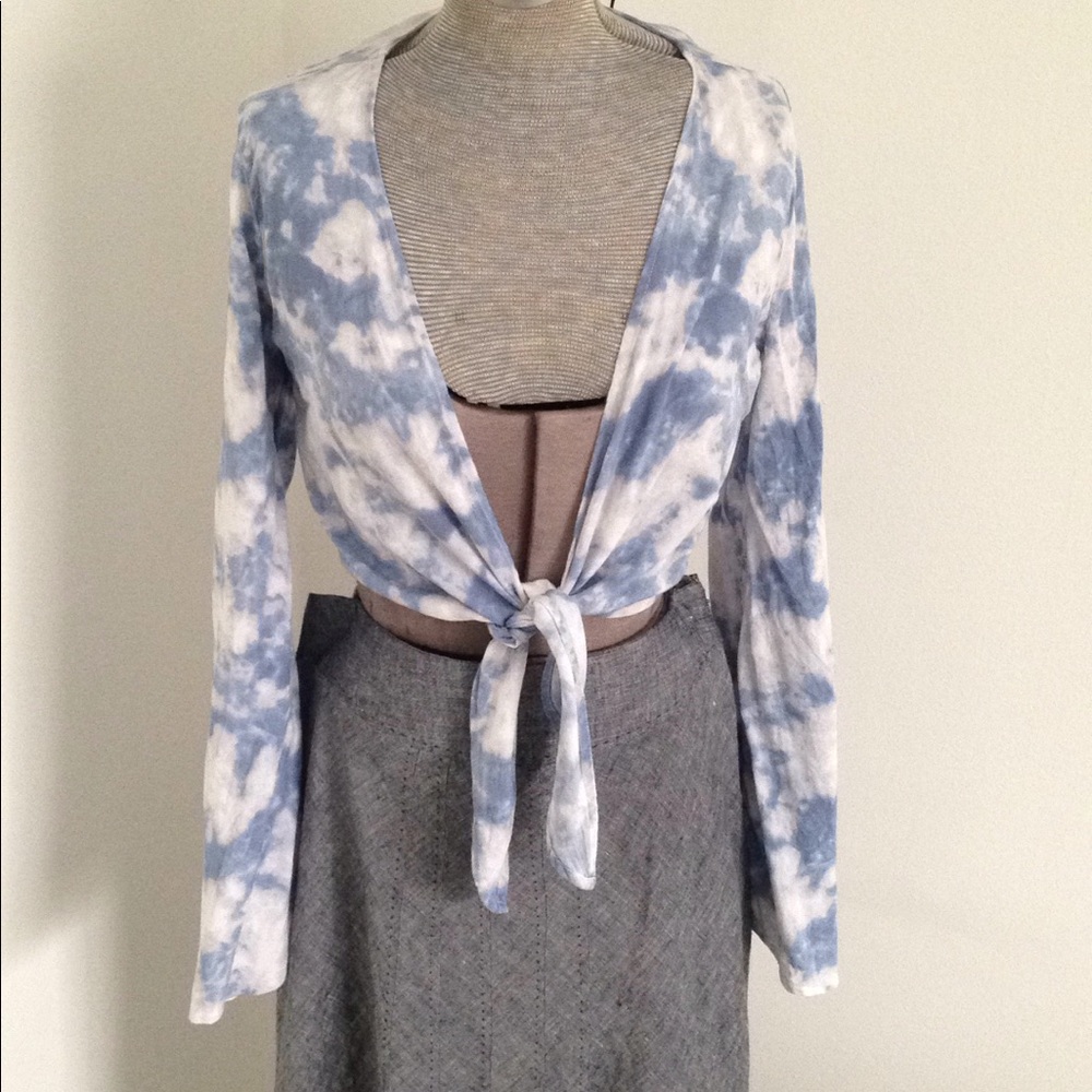 M Hollister Tie Dye Crop Top Jacket Blouse Clouds